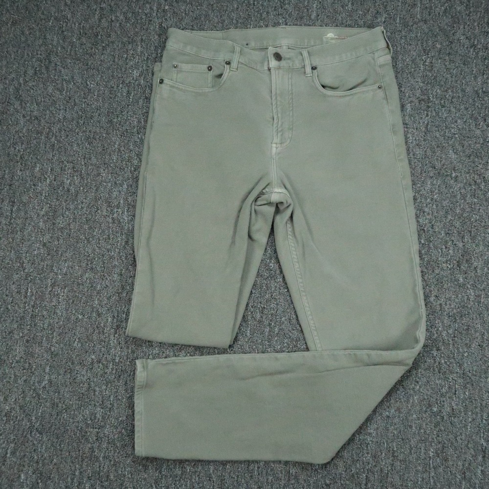 Faherty Pants Mens 30x32 Green Stretch Terry 5 Pocket Straight  Trouser